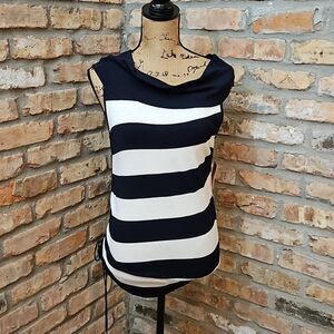 NWT Esprit black & white stripe gatheted side top size Medium